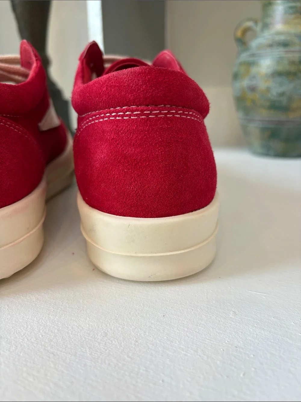 Rare Rick Owen’s Vintage Low Sneakers in Carnelian/Milk colorway